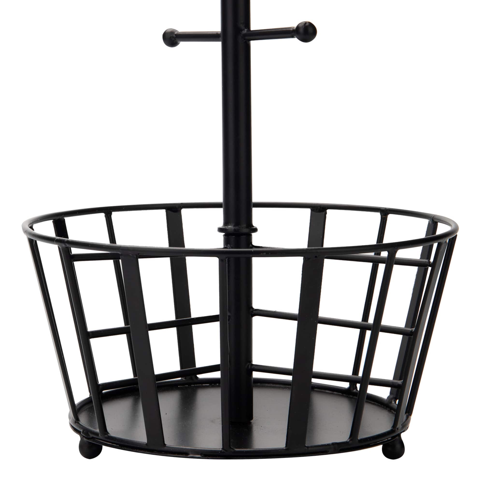 Mind Reader Black Countertop Mug Tree Cup Rack & Single Serve Coffee Pod Storage